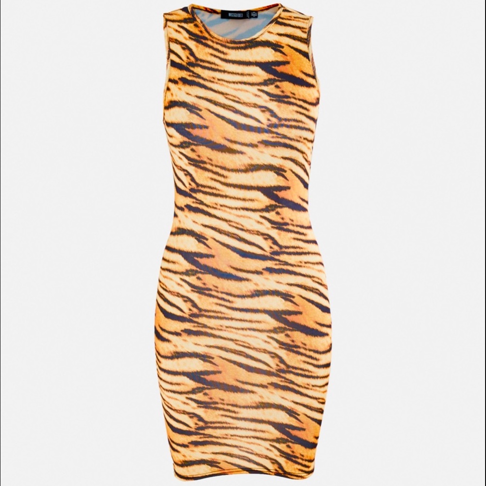 Tiger Print Racer Neck Mini Dress